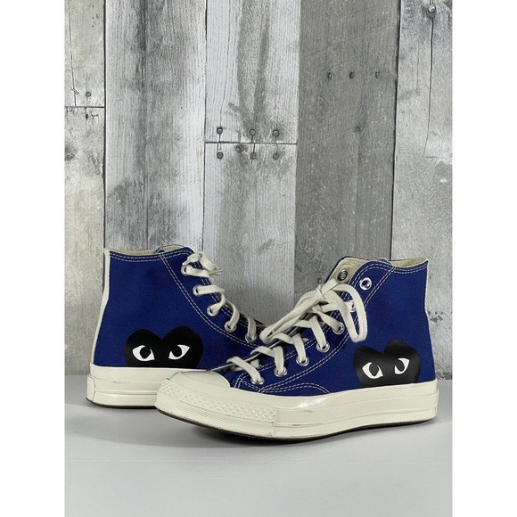 Converse Chuck 70 High x Comme des Garçons PLAY Blue Sz-7 Women’s /5 Men’s - Picture 3 of 12